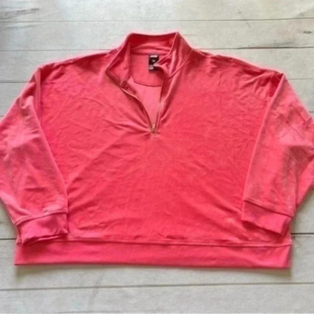 Avia Womens Velour Pullover Coral Red Sweatshirt XXXL (22) NEW